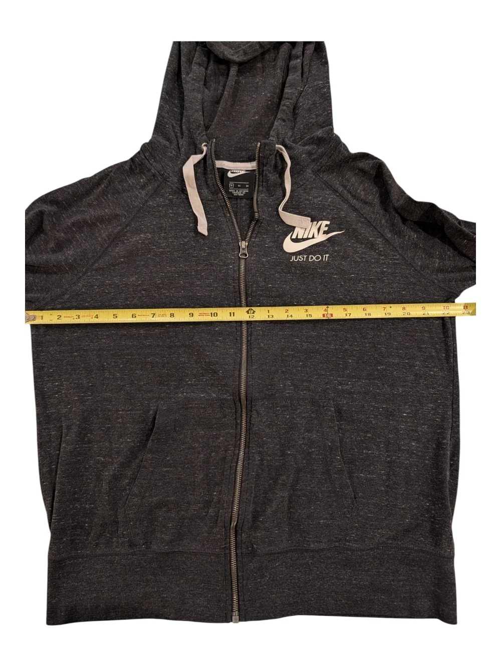 Nike Women’s Charcoal Gray Full-Zip Hoodie with White Logo